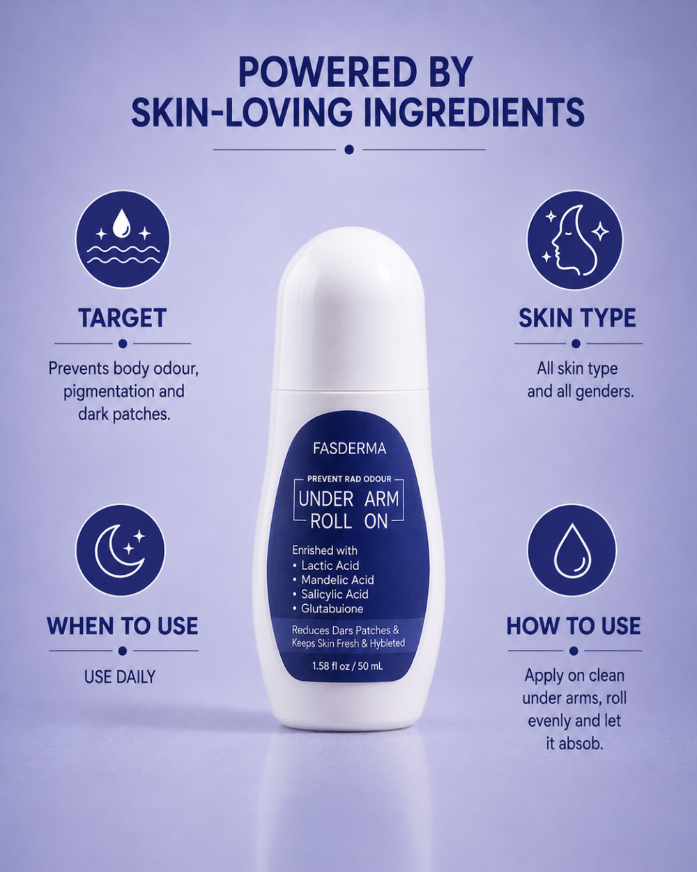 Under Arm Roll On - Prevent Bad Odour - 50ml