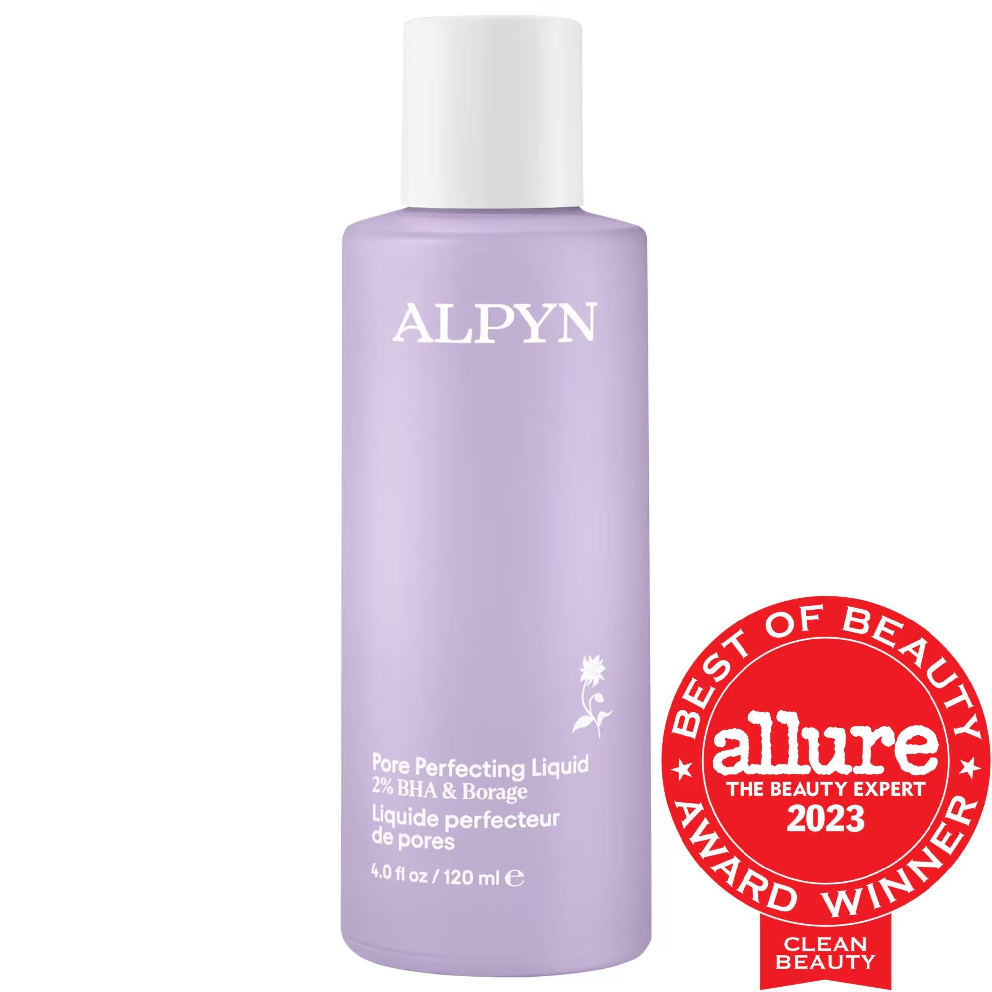Alpyn Beauty Pore Perfecting Liquid Exfoliator with 2% BHA + Borage - Non-Drying, Vegan Skincare for Minimized Pores