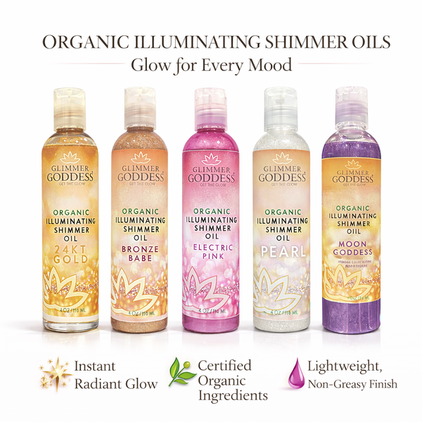 Organic Shimmer Body Oil for a Soft, Non-Greasy Body Glow