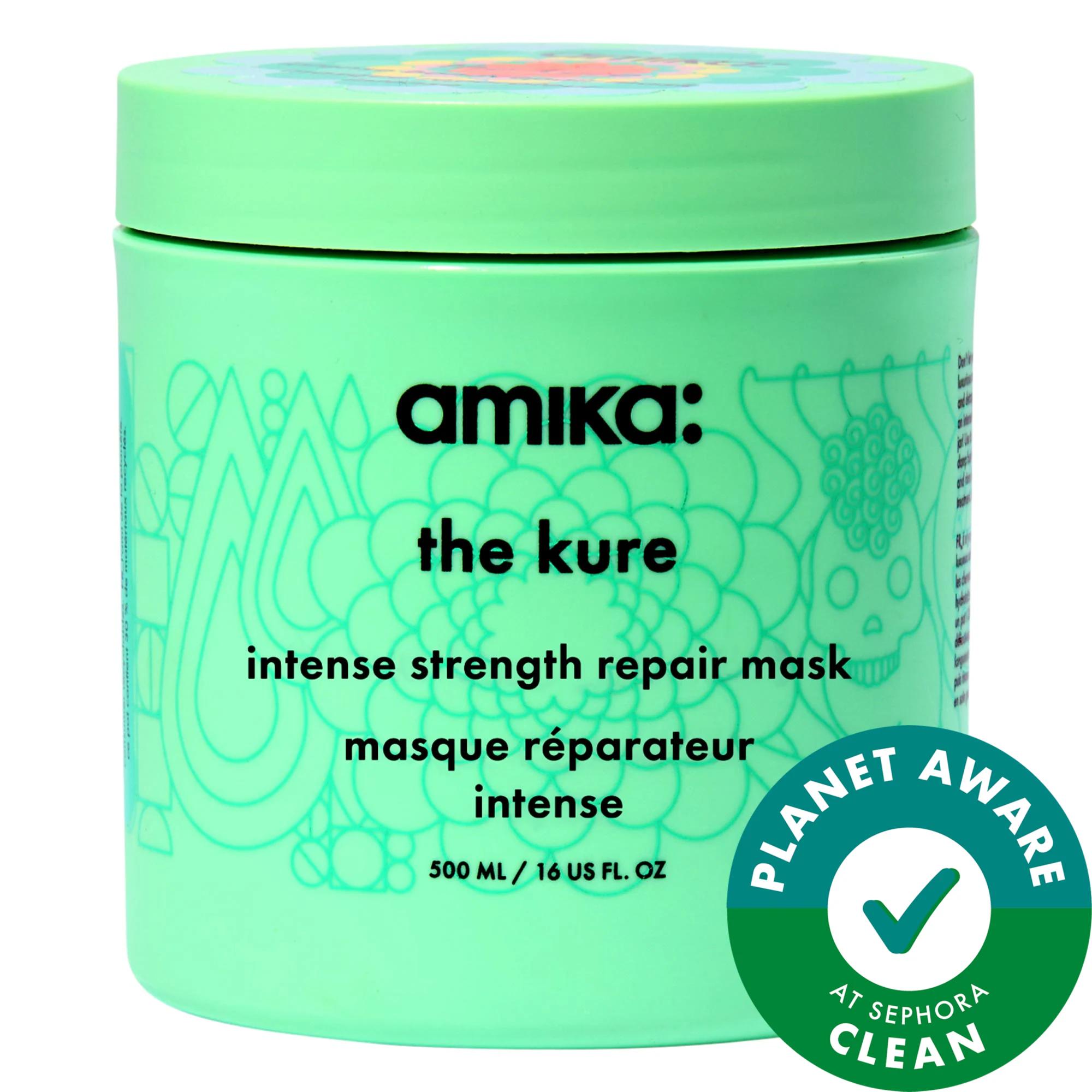 Amika The Kure Intense Strength Repair Hair Mask - Deep Hydration, Damage Repair, Breakage Reduction, Vegan, Cruelty-Free 8oz